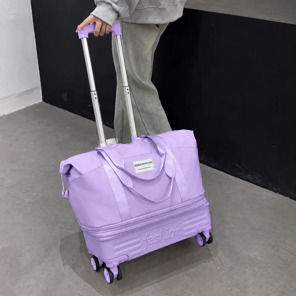 Foldable Rolling Luggage Bag - กระเป๋าเดินทางแบบมีล้อที่สามารถขยายขนาดได้ พับเก็บได้ น้ำหนักเบา เหมาะสำหรับพกขึ้นเครื่อง พร้อมล้อที่ถอดออกได้และหูจับสำหรับลาก กระเป๋าเดินทางแบบมีล้อขนาดใหญ่