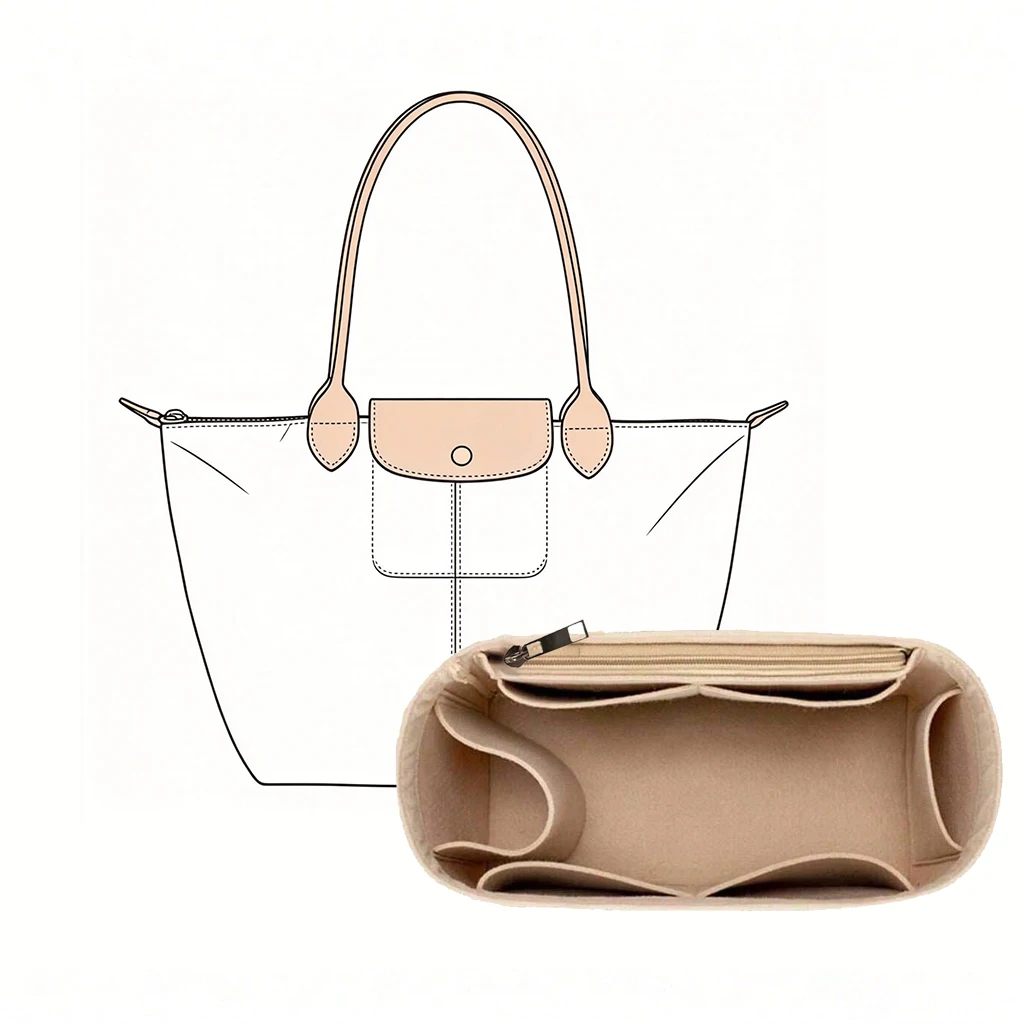 Cosmetic Bags - ที่จัดระเบียบกระเป๋า แผ่นรองกระเป๋าผ้าสักหลาด ที่แบ่งช่องกระเป๋าโท้ทสำหรับเก็บเครื่องสำอางผู้หญิง ที่จัดทรงเครื่องสำอาง