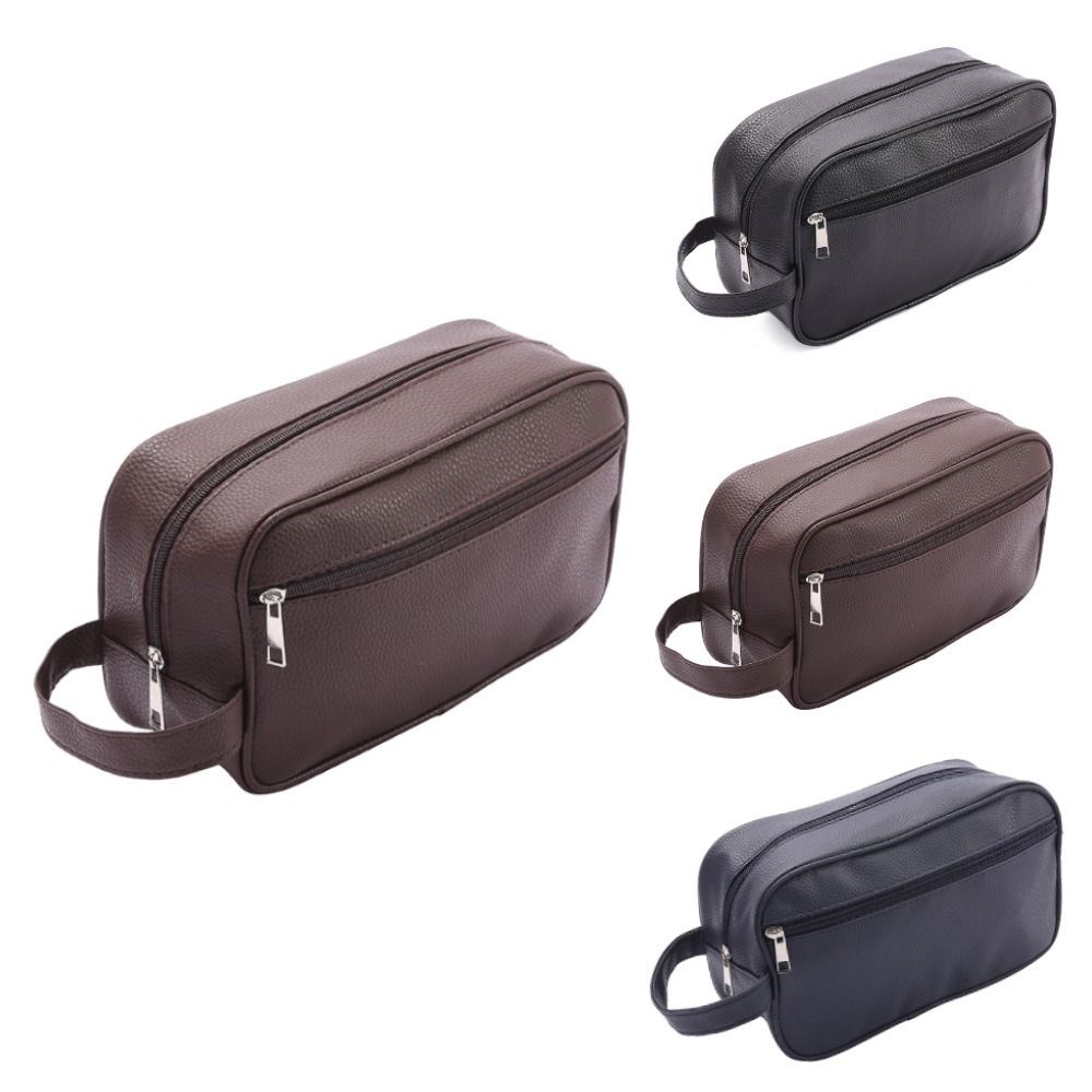 Cosmetic Bags - กระเป๋าเครื่องสำอางสำหรับผู้ชาย ขนาดใหญ่ พกพาสะดวก หนัง PU ซิป